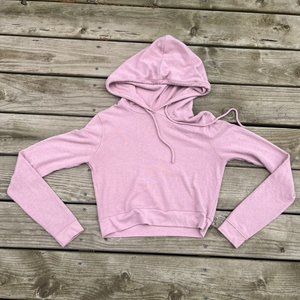 Alo Yoga Bae Cropped Hoodie Pale Pink Mauve Small